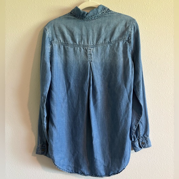Cloth & Stone Chambray Popover Tunic Top Split-Neck Women’s Small Blue - Picture 5 of 8